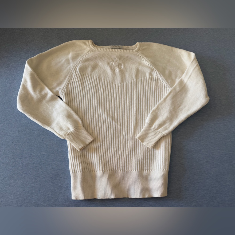 White Cotton Knit Sweater - Vintage Eatons - Large